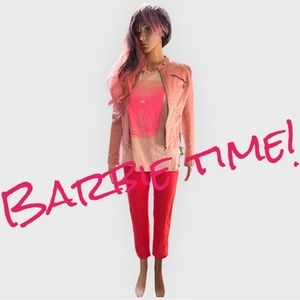 JouJou light pink faux leather fully lined jacket girls XL (14)